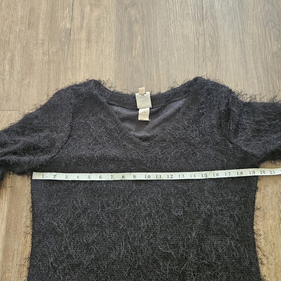 VTG FL Malik Womens Sweater Sz L Black Eyelash/Fuzzy Texture Goth Whimsigoth USA - Picture 8 of 10